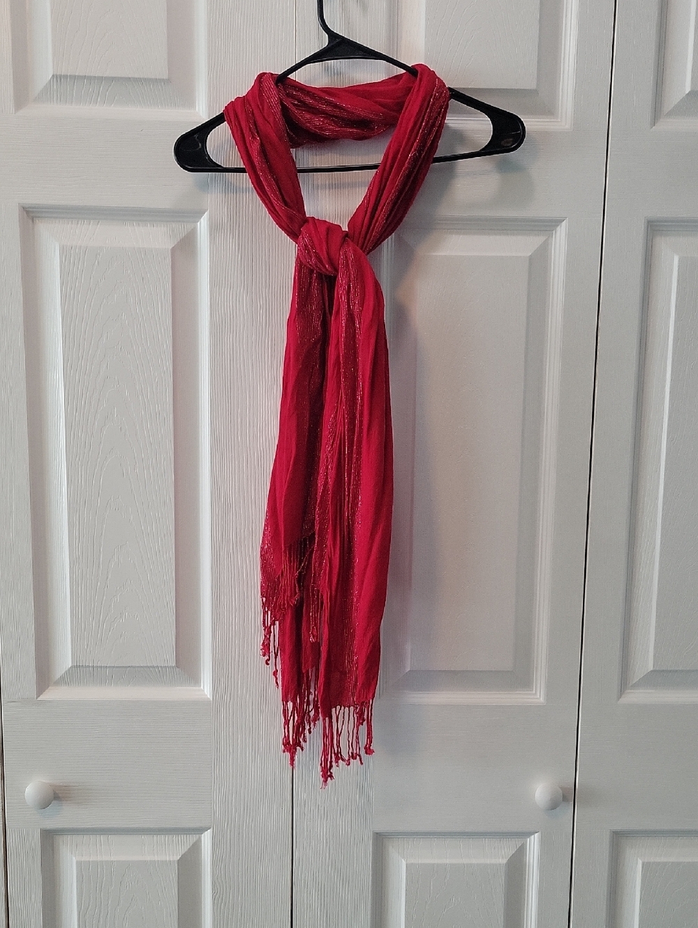 Red Lightweight Fringe Scarf - Women's Accessory
